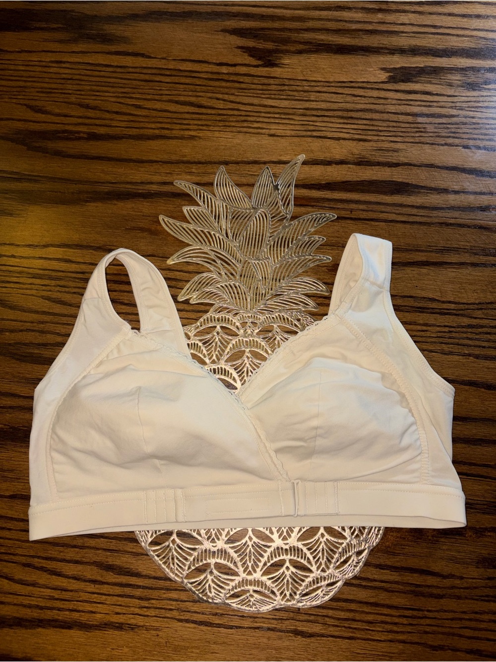 Cotton lounge bra adjustable cleavage/band with velcro and hook soft wire free